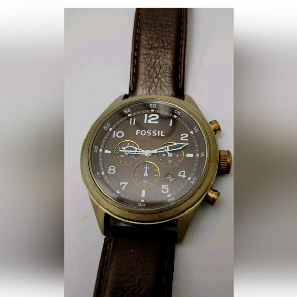 Fossil Other - Fossil Dress DE5002 Dark Brown Leather Strap Black Dial Watch